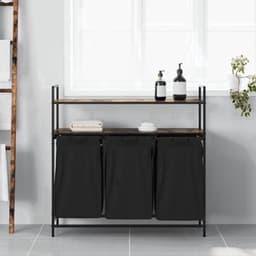 Wasmand – Wasbak – Wascontainer – Wasbox – Waskuip – 3 Compartimenten – Stalen Frame Met Eiken Planken — thumbnail 3