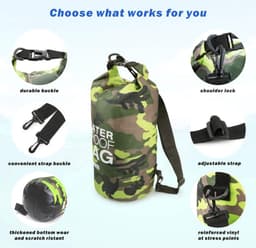Pakzak, drijvende droogrugzak, strandtas, lichte droogzak voor strand, boottochten, vissen, kajakken, zwemmen, rafting, camping, 5 l, 10 l, 15 l, 20 l, 30 l — thumbnail 2