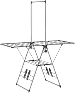 Opvouwbaar kledingrek - Verstelbare vleugels - Schoenhouders - Roestvrij staal - 156,5 x 68 x 192 cm - Zilver — thumbnail 2