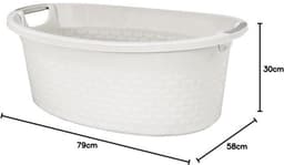 Ovale wasmand - Katoenlook - 60 liter - Stevige wasmand - Met handvatten — thumbnail 3