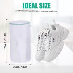 Schoen wasmachine tas, wasschoenen tassen, sneaker wassen beschermer zak, Sandwish Mesh, wit — thumbnail 5