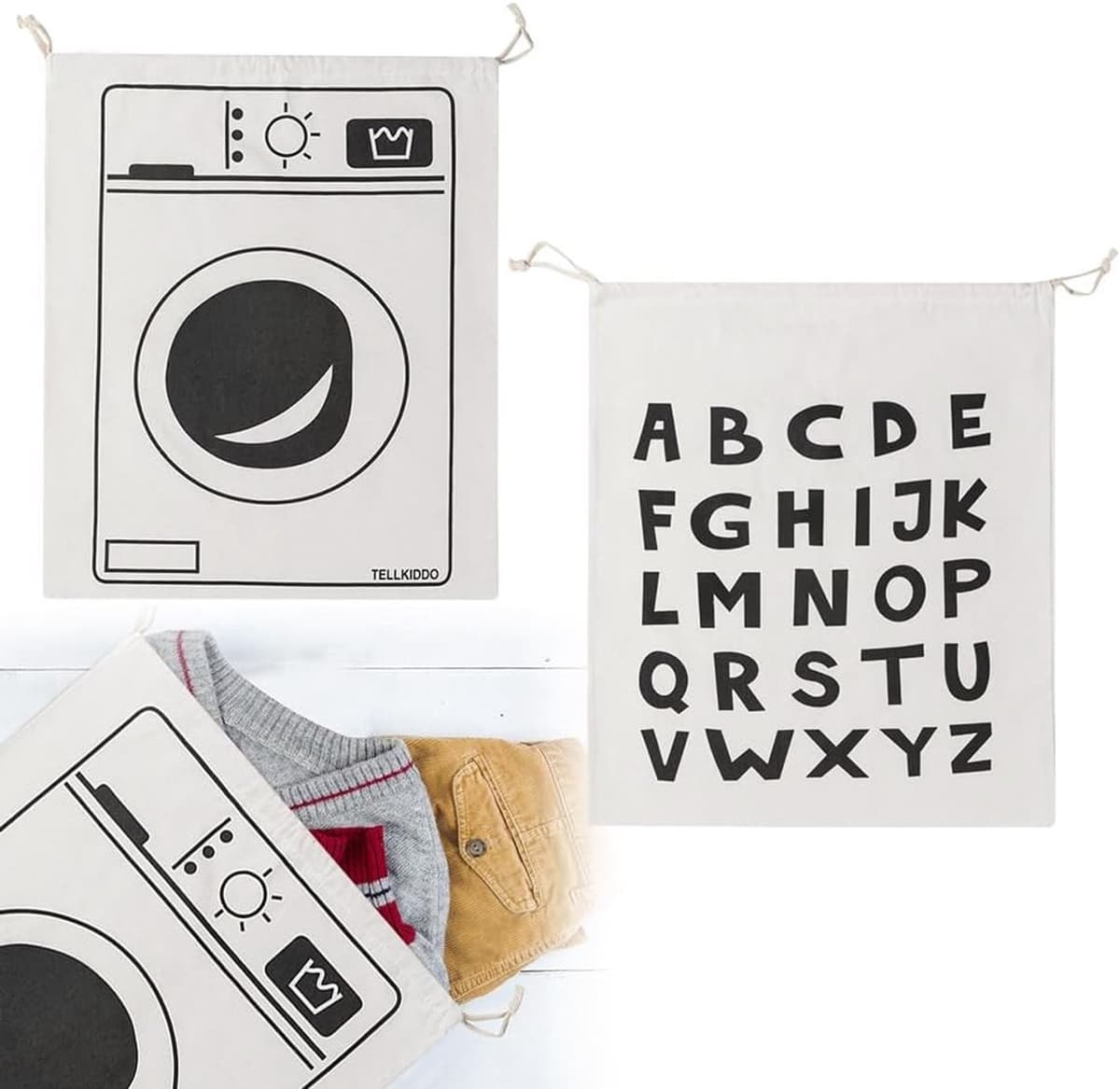 Trekkersluiting waszakken set van 2 - Ideaal voor kleding, wasgoed en organisatie — afbeelding 1