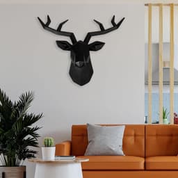 Easnea Hars Herten Hoofd Wanddecoratie Herten Hoofd Muur Opknoping Herten Hoofd Muur Decor Geometrische Antieke Herten gewei Muur Sculptuur Hars Dier Hoofd Standbeeld Muur Opknoping Middenstuk — thumbnail 2