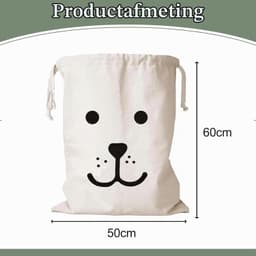 Set van 2 Katoenen Waszakken met Trekkoord - 60 x 50 cm - Ideaal voor Kleding en Speelgoedopslag — thumbnail 4