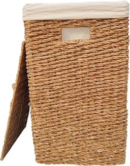 Rechthoekige opbergmand met deksel – zeegras – 90 liter – naturel — thumbnail 2