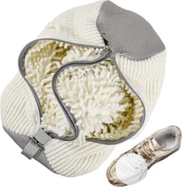 2-in-1 Waszak voor Schoenen, Herbruikbare Waszak voor de Wasmachine, Schoenentas met Rits en 360° Reiniging voor Schoenen, Wit — thumbnail 1
