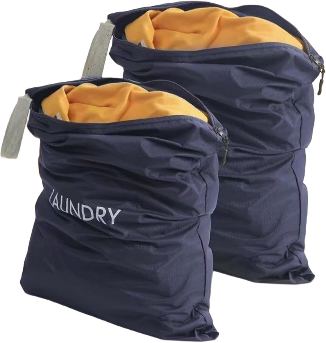 Waszakken, waterdichte waszakken met ritssluiting, 2 maten, opvouwbare vuile waszak, waszak voor reizen, waszak, opbergtas voor camping en reizen, marineblauw — afbeelding 1