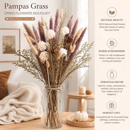 Gedroogde bloemen, decoratie, natuur, 63 stuks, doe-het-zelf, gedroogde bloemen, boeket, ideaal voor boho, woonkamer, slaapkamer, vazen (LZGSGO-0103) — thumbnail 4
