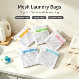 5 Stks Waspod Anti-Plakken Tas Kleine Mesh Waszakken Duurzaam Polyester Opslag Waszak voor Geurende Kralen voor Delicaten Mini Duurzame Wasmachine Opvouwbare Bescherm Delicate Kleding — thumbnail 3