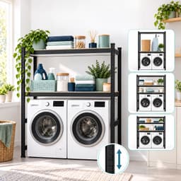 Wasmachine rek - 180 x 130 x 60 cm - tot 600 kg - zwart — thumbnail 3
