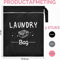 Set van 3 waterdichte waszakken met rits, 40 x 30 cm, ideaal voor kleding en reizen — thumbnail 5