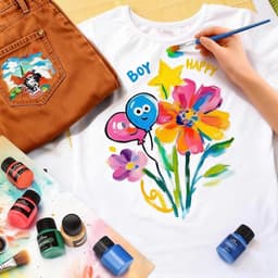 24 x 25 ml, textielverf, wasmachinebestendig, 3D-stofkleuren, wasbestendig, stofverf met 10 penselen voor kleding, textielverf voor T-shirt, schoenen, jeans, tassen, kleding, glas, hout — thumbnail 5