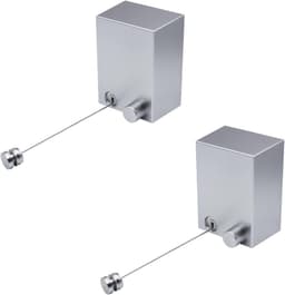 Cosensi - 2 stuks intrekbare waslijn voor binnen en buiten, wandmodel waslijn, heavy duty waslijnen voor wasserij balkon, zilverkleurig — thumbnail 1