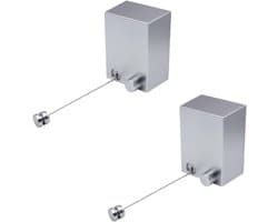 Cosensi - 2 stuks intrekbare waslijn voor binnen en buiten, wandmodel waslijn, heavy duty waslijnen voor wasserij balkon, zilverkleurig