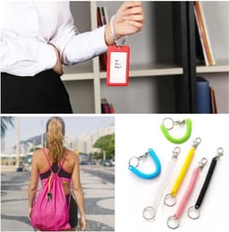 Ronte - Sleutelhangerset met rekbare spiraalvorm, kleurrijk design, intrekbare veer en kreeftsluiting, ideaal voor school, werk en mobiel - Set van 12 stuks — thumbnail 4