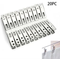 20-Stuks Wasknijpers van roestvrij staal - Stainless Steel Clothespins - Heavy Duty Laundry Clips -wasclips - metalen wasknijpers - kledingclips - wasknijpers voor binnen en buiten - voor kabels, fotosnacks, papiers, gordijnen - zilver — thumbnail 1