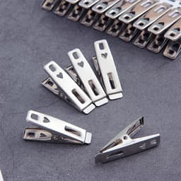 20-Stuks Wasknijpers van roestvrij staal - Stainless Steel Clothespins - Heavy Duty Laundry Clips -wasclips - metalen wasknijpers - kledingclips - wasknijpers voor binnen en buiten - voor kabels, fotosnacks, papiers, gordijnen - zilver — thumbnail 5