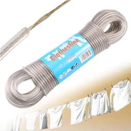 Washing line met staal kern - extra sterk - scheurvast - roestvrij - outdoor waslijn - capaciteit 120 kg - ideaal voor tuin - kamperen - reis waslijn. — thumbnail 1