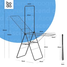 Wasrek - Droogrek Inklapbaar - 28 meter drooglengte - Zwart – Bodo — thumbnail 3
