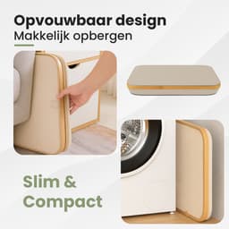 Nince Wasmand - 1 Vak - 100L - Met Deksel - Wassorteerder - Uitneembare Waszakken - Bamboe - Opvouwbaar - Beige — thumbnail 5