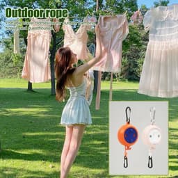 Reiswaslijn - Waslijn Oprolbaar - Camping Waslijn - Drooglijn - Uittrekbare Waslijn - Kledinglijn - Vakantie Accessoires - Camping Droogrek - Draagbare Waslijn - Compact Design - Met Karabijnhaak - Antislip - Binnen en Buiten - Camping Gear - 2 stuks — thumbnail 2
