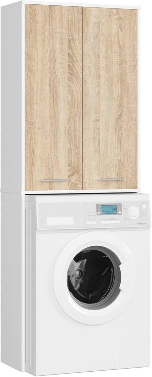 Wasmachinekast met Opbergvak en 4 Legplanken - 180 cm Hoogte en 64 cm Breedte — afbeelding 1