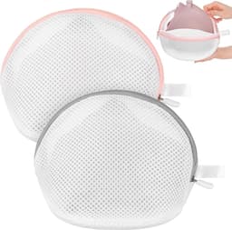 Bra Waszak - 2 Stuks - Mesh Wasnet voor Wasmachine met Rits - Herbruikbare Waszakken voor Kleding en Ondergoed - Roze en Grijs — thumbnail 1
