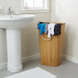 Wasmand 3 vakken - 105 l - opvouwbaar - bamboe — thumbnail 5