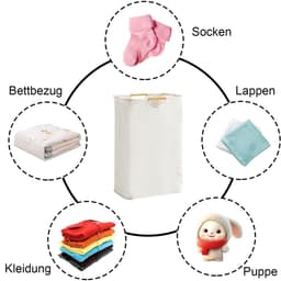 STILVORA Wasmanden - Stoffen Wasmand Wasmand Laundry Basket Opvouwbare Wasmand Met Hengsel Grote Wasmand Voor Badkamer / Slaapkamer, Oxford-Stof, Wit — thumbnail 5