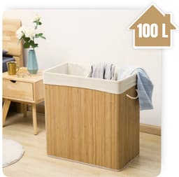 More&Deco - Wasmand - 3 Compartimenten - Bamboe - 100L - Beige — thumbnail 3