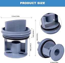 pluizenfilter - geschikt voor geschikt voor Bosch Siemens 00647920 - 00605010 - Vervanging plug WM1095 - WM1065 - WD7205 - filterdop pluizenfilter - blauw — thumbnail 5
