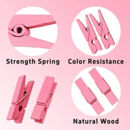 100x Mini Houten Knijpers Roze voor Foto's, Knutselen en Decoratie - 3,5 cm — thumbnail 2