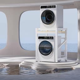 Opbergrek Wasmachine - Stapelbaar Rek - Ruimte Besparen - In Hoogte Verstelbaar - 73x63x105 cm - Zwart — thumbnail 2