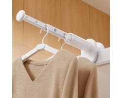 Reiskledingrek - Intrekbare paalhanger - droogrek - droogrek inklapbaar - droogrek hangend - Draagbare opvouwbare hanger - Studentenhuisvestingshanger - Bagagehanger - Autohanger - ABS - Wit — afbeelding 1