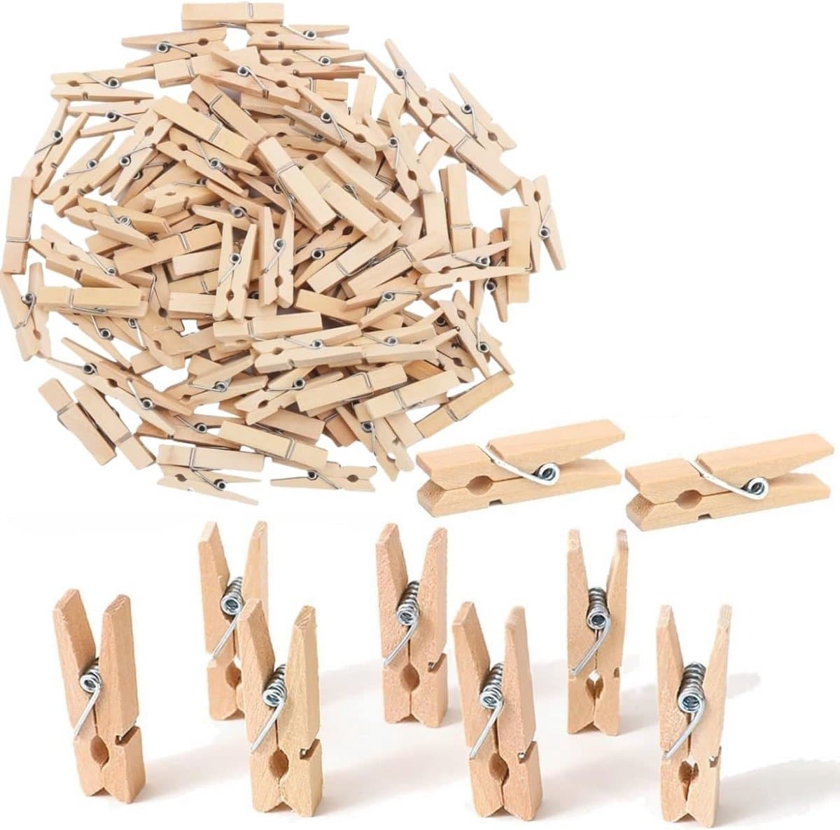 Mini Houten Wasknijpers - 100 Stuks voor Foto's en Creatieve Projecten — afbeelding 1