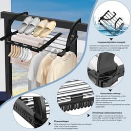 ZRSS® Wasrek Hangend Trapgat - Droogrek Ophangbaar - Voor Radiator, Deur, Balkon - Uittrekbaar - 42-73 cm - Roestvrij Staal — thumbnail 2