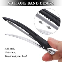 12 Professionele Haarclips voor Knippen en Stylen - Antislip Krokodillenclips met Siliconen Band — thumbnail 5