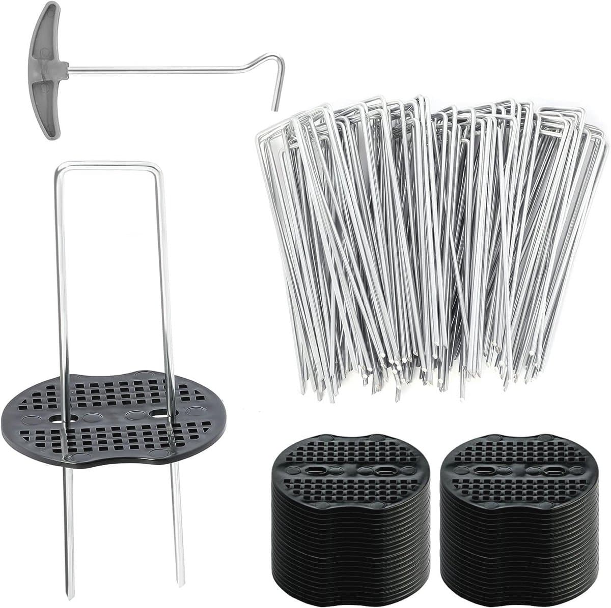 Grondankers voor Worteldoek en Tuinvlies - 50 Stuks 150 mm Lang met Bufferwasherset — afbeelding 1