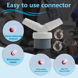 Allecta - Dubbele Y-adapter voor afvoer vaatwasser en wasmachine, Ø 40 mm uitgang, Ø 18,24 mm ingang, inclusief slangklemmen - Duurzaam en robuust - Keukenapparatuur accessoire. — thumbnail 3