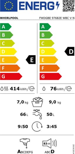 Whirlpool FWDGBE 97682E WBC V N - Was-droogcombinatie — thumbnail 2
