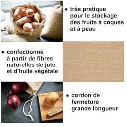 Jute Opbergzakken Set van 3 met Trekkoord - 36 x 30 cm - Ideaal voor Aardappelen, Oogst en Noten — thumbnail 5