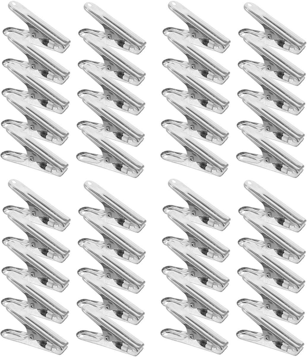 Wasknijpers - 40 Stuks - Wasrek Knijpers - Gordijnclips - RVS - Winddicht - Multifunctionele - voor Handdoeken, Sokken, Ondergoed, Kleding - 63*15*30mm - Zilver — afbeelding 1