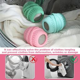 3 stuks wasballen - wasverzachter - anti-klit reinigingsbal -vlekverwijderaars voor kleding - elastische wasbal - herbruikbaar - geschikt voor wasmachine en droger (4,5*7cm - blauw, roze, groen) — thumbnail 2