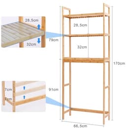 Bamboe Wasmachinekast en Rek 66 x 26 x 170 cm voor Duurzaam Wassen — thumbnail 5