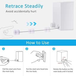 Extendable 4.2 m Wall Mounted Clothesline - Non Sagging Stainless Steel Portable Inner Sliding Clothesline (Gold) — thumbnail 4