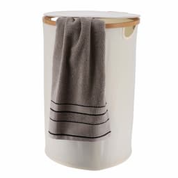 Tendance Wasmand met deksel - rond - bamboe hout - 70L - naturel wit - 60 x 40 cm - was sorteren — thumbnail 3
