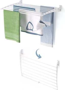 Foxydry Fold 82 cm DOWN - white - wasdroogrek wandmontage clicksysteem - neerwaartse sluiting - 82 x 50 x 10 cm — thumbnail 1