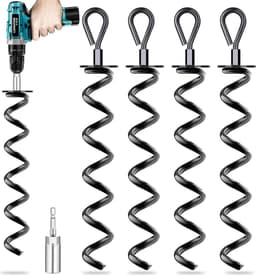 Grondankers 4 stuks met adapter voor trampoline luifels dekzeilen schommels - spiraalschep-ankerkit — thumbnail 1