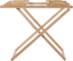 Droogrek Fakala wasrek staand inklapbaar 154x59x82 cm naturel en wit [en.casa] — thumbnail 3