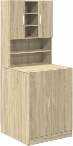 Wasmachine ombouw - Kast - Opbouwmeubel - Verhoger - Wasmachine meubel - Opbergkast - Hout - Sonoma Eiken — thumbnail 3